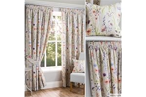 Sundour Hampshire Pencil Pleat Curtains, Half Panama Polycotton, Multi (46 x 72)