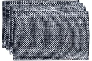 Sweet Home Collection Trends - Manteles Individuales de Dos Tonos 100% algodón Tejido (Paquete de 4), 13 x 19 Pulgadas, Azul Marino