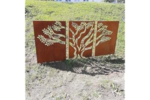 iss-kohli Edelrost Sichtschutzwand Windschutz Gartendeko rost 240 cm breit, 120 cm hoch Olivenbaum Olive Baum