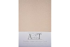 CRAFTS TOO Craft Artist A4 Double - Sided Glitter Card - Rose Gold - 250GSM - Non Shed - Use with Cricut, Brother, Silhouette - for Paper Craft, Birthday Toppers, Home Decor, Stationary, (10 Pack)