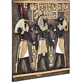 Design Toscano Rameses I Between Egyptian Gods Horus and Anubis Wall Plate Frieze, 28 cm, Full Color
