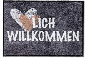 ‎ASTRA ASTRA flauschig-weiche Sauberlaufmatte Pure & Soft – Schmutzfangmatte bunt – Türmatte Innen – strapazierfähige Fussmatte – 50x70cm (Farbe: Herzlich Willkommen grau)