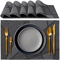 6 Runde Tischsets Aus Geprägtem Kunstleder – Wasserdicht, Ø 38,1 Cm, Grau, Abwischbar Für Esstisch & Küche