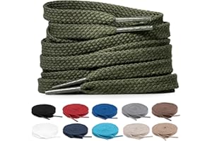 TULMERO 2 Paare Schnürsenkel 100% Baumwolle - Sneaker Schnuersenkel Flach, 8 mm Breite Flat Sneaker Shoelace, Ersatz Schuhbänder für Turnschuhe