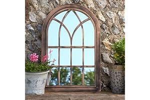 Creekwood 43169 Toscana Indoor/Outdoor Lightweight Arched Window Wall Mirror, Brushed Copper, W50cm x H76cm