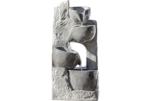 Dehner Gartenbrunnen Circ mit LED Beleuchtung, ca. 89 x 29 x 44.3 cm, Polyresin, grau