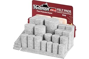 ‎YELANON Yelanon Filzgleiter selbstklebend 216 Stück, Schneidbarer Filz für,Kratzfeste Möbelgleiter für Stühlemöbelgleiter,Möbelgleiter,Chair Leg Floor Protectors, Grau