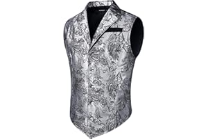 HISDERN Chaleco de hombre Cachemira Fiesta de boda Victoriano Traje Chaleco Gótico Steampunk Chaleco de solapa para hombres