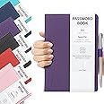 Password Book Alphabetical with Tabs A-Z Index Hardback for Internet Website Address Contacts Password Organizer with Pen (13cm x 19cm, Purple)