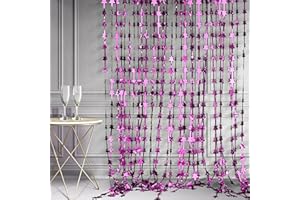 PartyWoo Lametta Vorhänge, 3 Stück Lametta Violett, Lametta Vorhang, Partydeko für Geburtstag, Hochzeit, Party, Baby Shower (Violett, Stern, 1x2m)