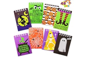 JOYIN 48 Pcs Halloween Spooky Notepad Set in 8 Designs, Halloween Note Pads for Kids, Girls & Boys, Classroom Favors & Trick or Treat Kids Gift Set