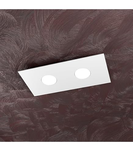 Plafoniera rettangolare quattro luci in metallo a luce diffusa. Led