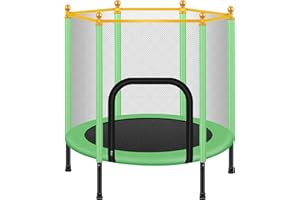 JJ JUJIN Trampoline pour enfants de 1,4 m pour intérieur et extérieur avec boîtier de sécurité pour les tout-petits âgés de 2 à 8 ans