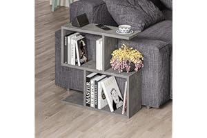 HOCUS PICUS 2 Tier Storage End Side Table | Versatile C Table | 60x60x19.5cm | Shelves Organizer | Office Living Room | End Desk Stand Display (Retro Grey)