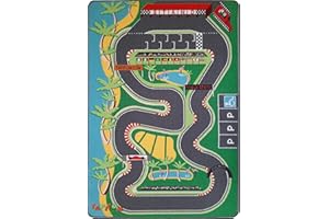 TAPITOM® Tapis Enfant Circuit Voiture de Course 95x133 cm Tapis de Jeu Route de F1 Tapis de Sol pour Chambre d'enfant Univers décoration Circuit F1 antidérapant Ourlet Normes CE