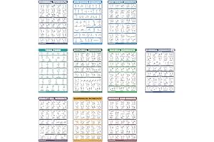 PALACE LEARNING QuickFit 10 Pack - Exercise Workout Poster Set - Dumbbell Volume 1 & 2, Suspension, Kettlebell, Resistance Bands, Stretching, Bodyweight, Barbell, Yoga Poses, Exercise Ball (Laminated, 18" x 24")
