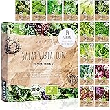 BIO Salat Samen Set - 14 Sorten Salatsamen aus biologischem Anbau I samenfestes Salat Saatgut I Bio Salat Set für Balkon, Gar