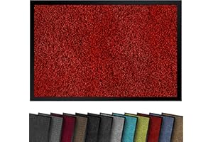 comflor Hochwertige Fußmatte Rot 60x90 groß für Innen & Außen - Schmutzfangmatte rutschfest, waschbar & wetterfest - Fussmatte für Eingangsbereich & Aussenbereich - Läufer Flur dünn