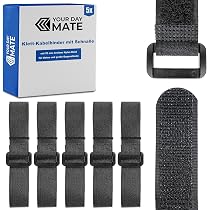 Klettband-Rolle 5,1 Cm X 12,4 M Mit 20 Metall-Schnallen – Verstellbar, Frei Zuschneidbar & Wiederverwendbar, Schwarz