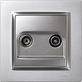 SIMON - Final Socket Antenna TV and Radio, Wall Television Plug, Recessed, Easy to Install, Includes Frame, Cover and Mechani