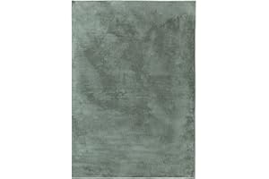 benuta Basic Alfombra Salon Furry - Verde 60x120 cm - De Piel sintética - Suave para Sala y Dormitorio - Base Antideslizante - Lavable - Compatible con calefacción bajo Suelo
