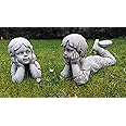 ONEFOLD - CHILD BOY AND GIRL/DETAILED CAST STONE GARDEN ORNAMENT/STATUE/SCULPTURE/PLANTER