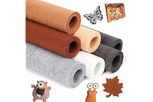 ZAIONE Felt Fabric Sheets Bundle: Grey Brown Stiff 7 Rolls 21x90cm Assorted Color Craft Fabric for DIY Craftwork Sewing Patchwork