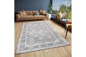 Hanse Home Aseno - Alfombra Oriental clásica Tejida con Cenefa de Aspecto Vintage, Tejido Plano Ligeramente Brillante para Dormitorio, Comedor, salón, Pasillo, Gris, 80 x 165 cm