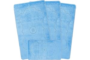 emmahome ROMANY GYPSY WASHABLE 4PCS MATS/RUGS SET, CARAVAN/MOBILE HOME TOURER SIZES, 67X120CM Hilal (Blue)
