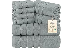 Utopia Towels - Set di Asciugamani di Lusso da 8 Pezzi, 2 Asciugamani da Bagno, 2 Asciugamani A Mano e 4 Strofinacci, Altamente Assorbenti 97% Cotone Filato Ad Anello(Grigio Freddo)