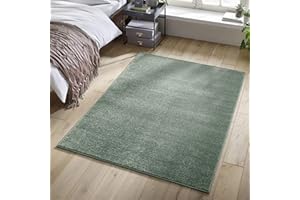 TacaHome Kurzflor Teppich Designer I Flauschiger Flachflor fürs Wohnzimmer, Esszimmer, Schlafzimmer oder Kinderzimmer | 60 x 90 cm Mint Grün
