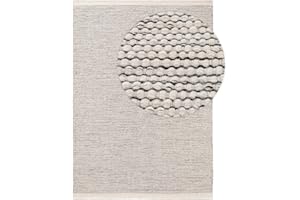 benuta Dywan wełniany Rocco beżowy/czarny, 140 x 200 cm, z krótkim włosiem, płaski splot do salonu, sypialni, jadalni lub pokoju dziecięcego