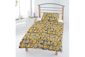 Minions Line Art Junior Duvet Set, Polyester-Cotton, Multi-Colour, Full