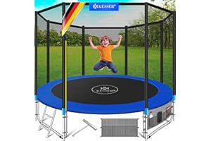 KESSER® Trampolín exterior Ø 244/305/366/427 cm, juego completo con red de seguridad, escalera, cubierta de borde y bolsillo lateral, cama elástica para niños