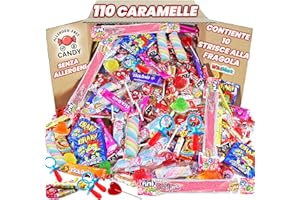WIKIMARK Mega Box 110 Caramelle Senza Allergeni, Caramelle e Dolciumi - Perfetti per Compleanni, Feste, Natale, Halloween. Senza Glutine e Senza Latticini. Include Lingue di Fragole Aspre.