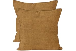 Encasa Homes Juego de Fundas de Almohada de Chenilla de 2 Piezas - Mostaza - 40 x 40 cm Funda de cojín Texturizada de Color sólido Suave y Lisa Cuadrada para sofá, sillón, Silla