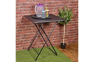 URBNLIVING Metal Legs Folding Side Coffee Table (Black, Large)