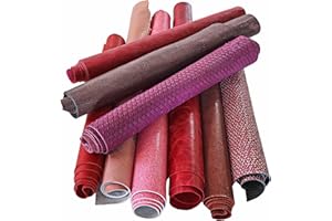 LA GARZARARA Scampoli di Pelle Miste, Stampe, Fantasie e Morbidezze Varie, Gamma dei Colori Vari, Assortimento Casuale, Misura Minima è di 20X25 - Massima 40X40 Cm (Rosso e Rosa, 1)