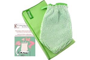 Jemako® Set grün Handschuh + Trockentuch 40 x 45 cm Fenster/Haushalt/Glas Plus 2 Stück K7plus® Wäschenetz/Wäschesack
