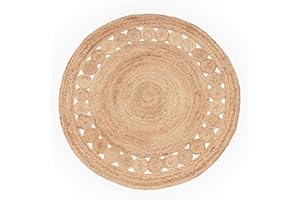 PACO HOME Dywan Okr±g³y Do Salonu Juta W³ókno Naturalne Wzór Boho Etno Nowoczesny Rêczna Robota Naturalny, Rozmiar:120 cm Rund, Kolor: Naturalny
