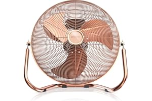Brandson - Ventilador de Mesa 50 cm - máquina de Viento - 3 Niveles de Potencia - Alto Flujo de Aire – Soporte Robusto - Potencia 120 W - diseño Retro – Metal – Acabado en Cobre