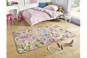 Hanse Home Play Sweet Town - Alfombra Infantil Antideslizante de Pelo Corto para niños y niñas, diseño de Ciudad y Coche, para Dormitorio, habitación de los niños, Sala de Juegos, 90 x 200 cm
