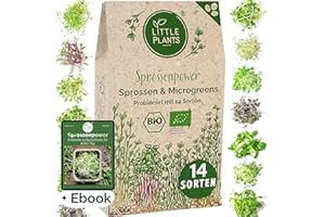 Sprossen Samen Microgreens Starter Set BIO - 14 Sorten BIO Sprossen zum selber züchten Microgreens Samen und Keimsprossen Keimsaat - Probierset für Sprossenglas & Kressesieb (inkl. Ebook)