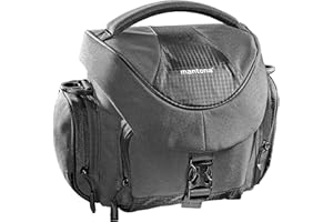 Mantona Premium Kameratasche - Passend für DSLR & DSLM Kameras mit Objektiv (inkl. Staubschutz, gepolstertem Schultergurt, Clipverschluss, anpassbarer Inneneinteilung) anthrazit