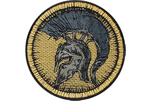 EXPRESS-STICKEREI Écusson Thermocollant Patch premium brodé Spartan | Patch de casque spartiate guerrier | Application de casque Spartacus à coudre | Patch de gladiateur à repasser | 80x80mm