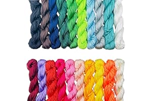 ETERSPR 20 Pièces 1mm Cordon en Nylon de Soie, 27 Mètres Chaque Paquet de Fil de Nylon, pour Tisser des Colliers, des Bracelets, des Perles, du Bricolage Artisanal, 20 Faisceaux (20 Couleurs Mélangées)
