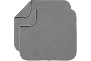 ‎BW&HM BW&HM Abtropfmatte Geschirr Mikrofaser Abtropfmatte Spüle Dish Drying Mat Saugstarke Wendbare Schnell Trocknend 40CM X 46CM 2 Stück Grau