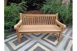 Emporium Furniture Garden Bench Outdoor Wooden Garden Furniture 4 seater Extra Large Salisbury Bench 100% Solid Teak Wood Benches for Parks, Balcony & Garden (Fully Built Bench (3 Seater))