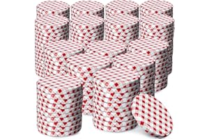 KADAX Lot de 200 couvercles à visser - Diamètre 82 mm - Métal - 6 dents d'encliquetage - Remplacement bocaux conserve - Rouge à carreaux