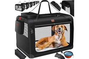 Lovpet® Torba transportowa dla psów i kotów, rozmiar XXL, 91,4 x 63,5 x 63,5 cm, torba transportowa dla psów, składana torba transportowa dla zwierząt domowych, w zestawie miska i pasek na ramię, dla